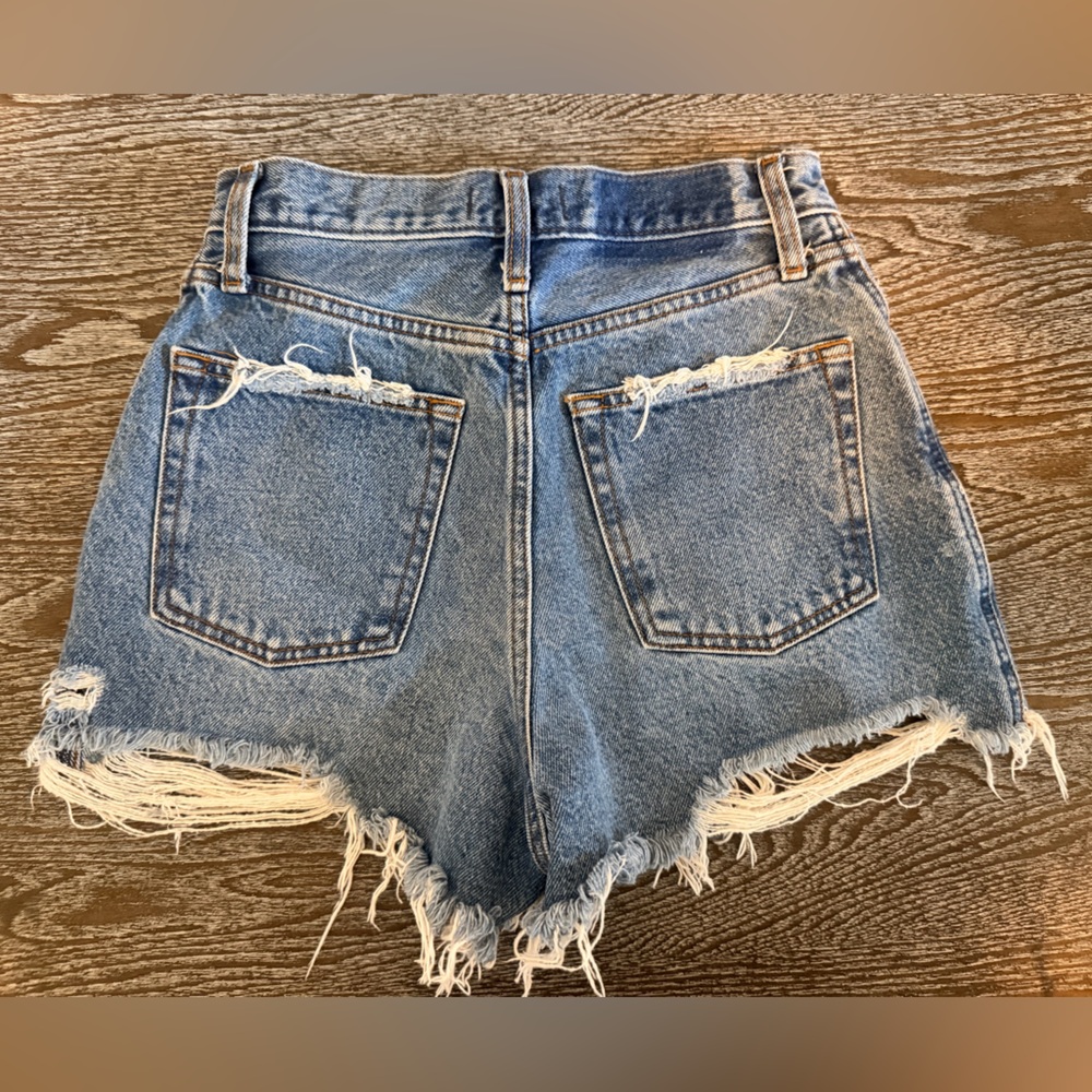 Abercrombie & Fitch Light Blue Distressed Denim Shorts - Picture 2 of 4